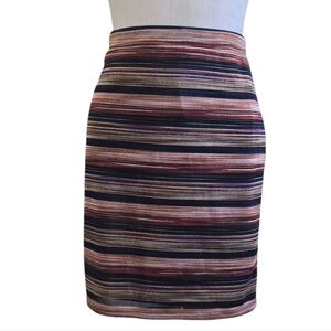 Melissa Paige Striped Metallic Pencil Skirt XS Multicolor Bodycon Work Party